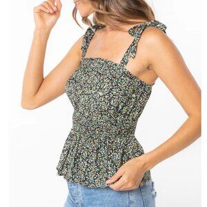 Lovestitch Damas Tie Shoulder Tank Top Peplum Blouse L NEW